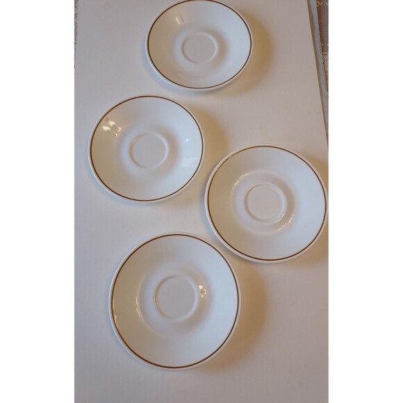 Corelle Indian Summer Vintage Saucer Plates Brown Rust Stripe Set Of 4 - Picture 1 of 2